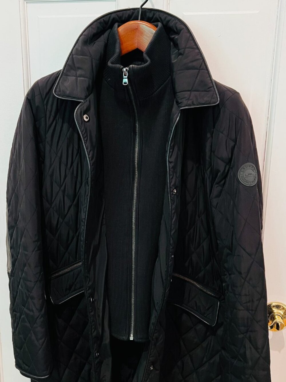 Lauren Ralph Lauren black diamond-quilted coat Size Large - Picture 10 of 16